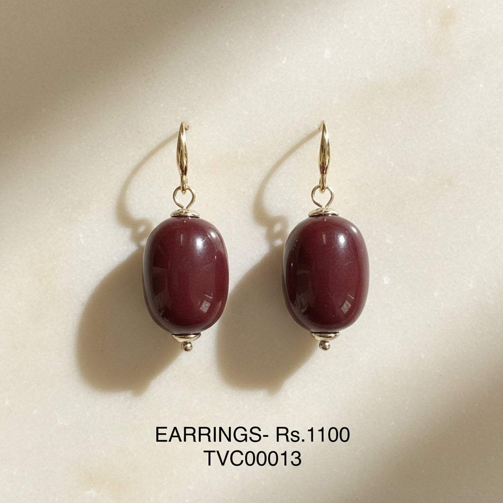 ER 13 Burgundy Drop Earrings