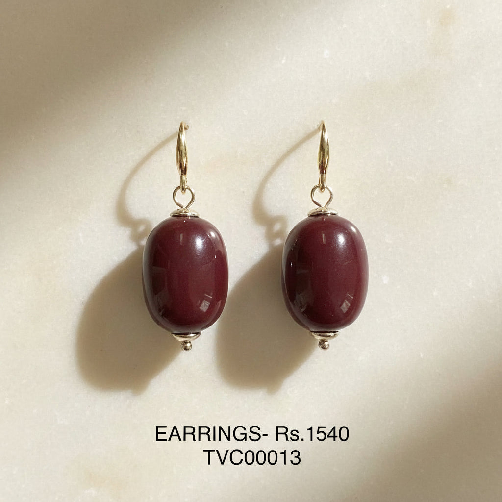 ER 13 Burgundy Drop Earrings