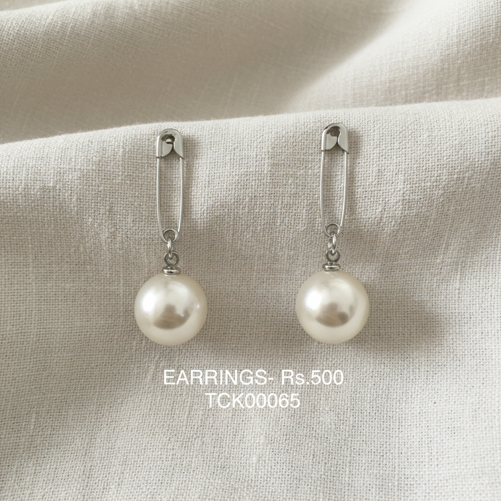 ER 65 Safety Pin Pearl Drops