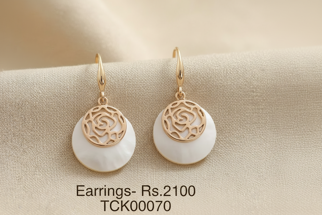 ER 70 Ivory Rose Drop Earrings