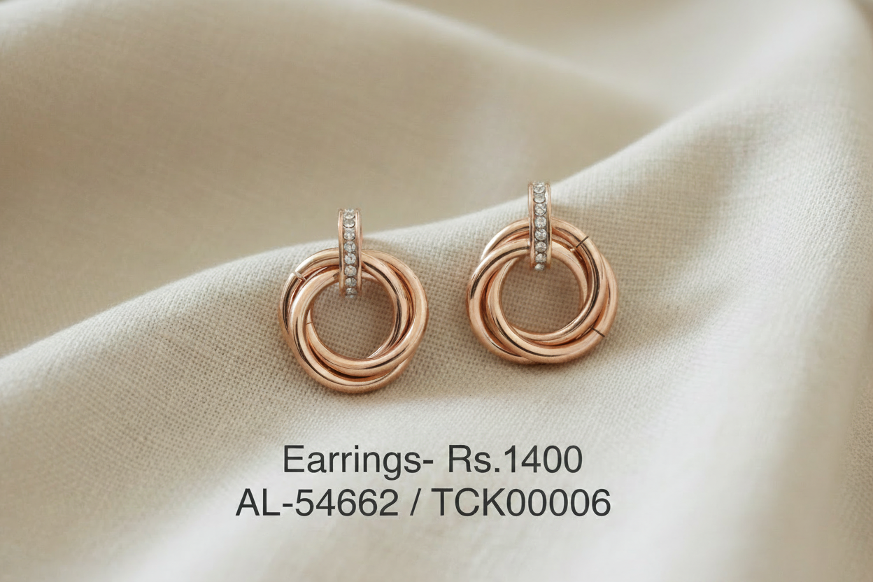 ER 6 Rose Gold Interlocked Hoop Earrings