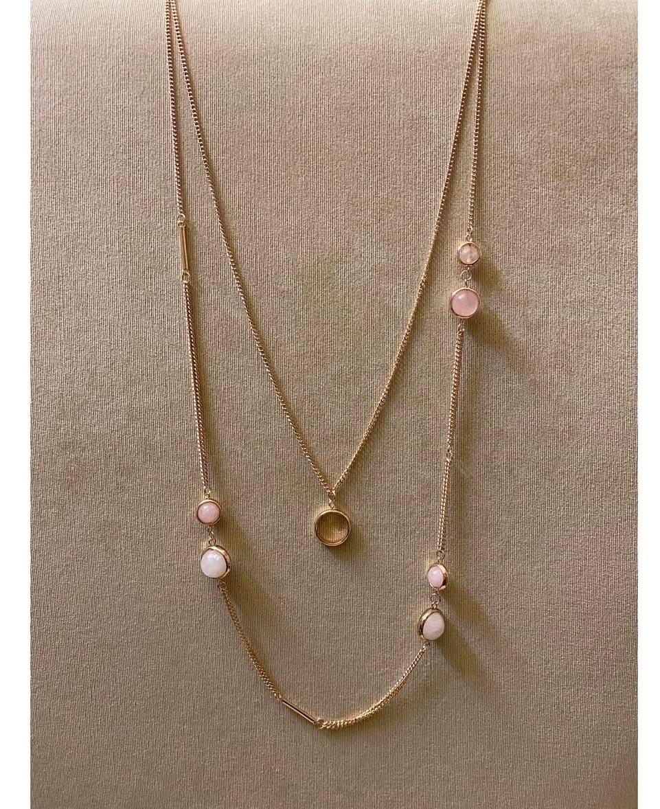 SN 33 Elegant Pink Stone Necklace
