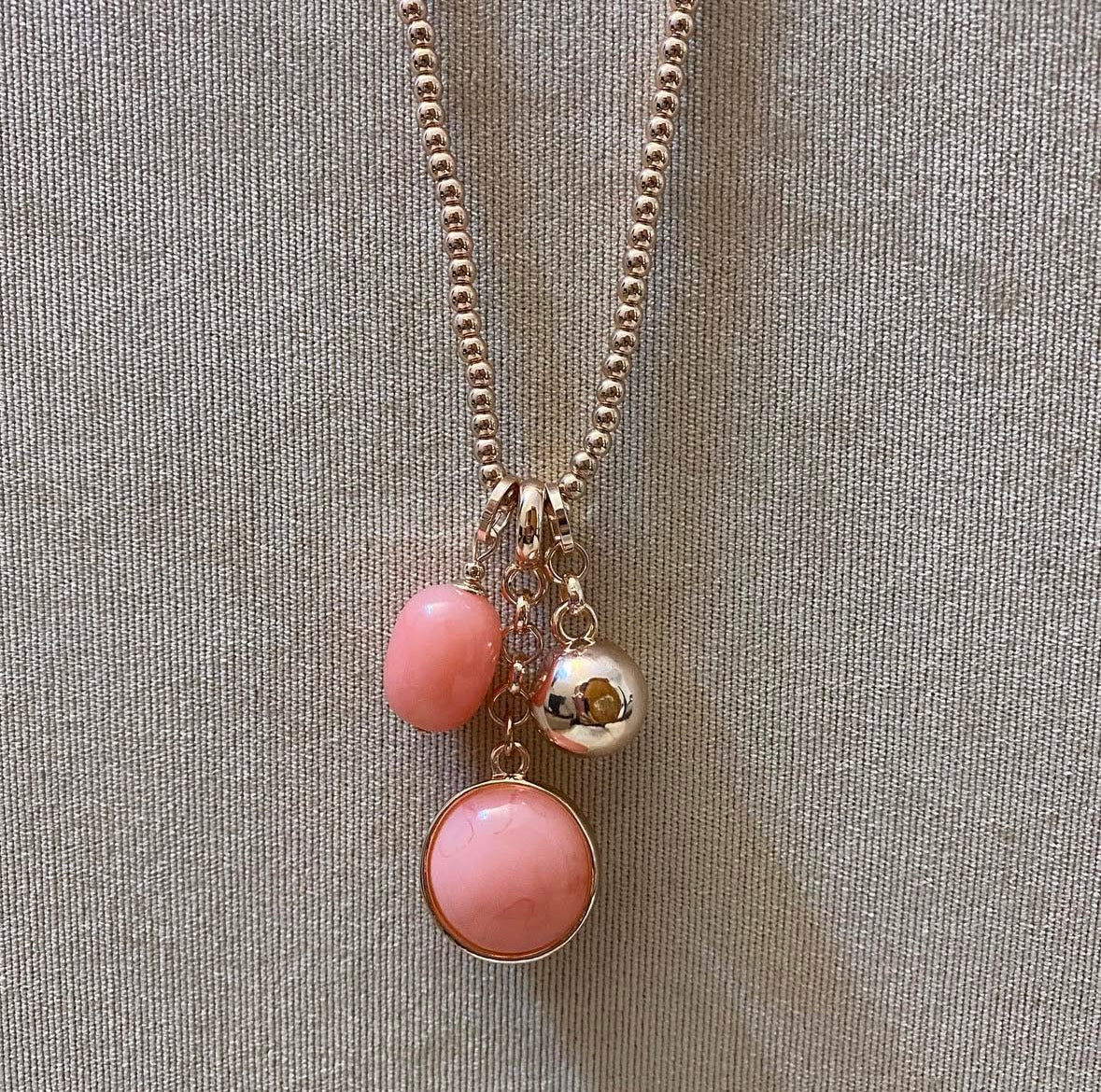 SN 26 Coral Bead Charm Necklace