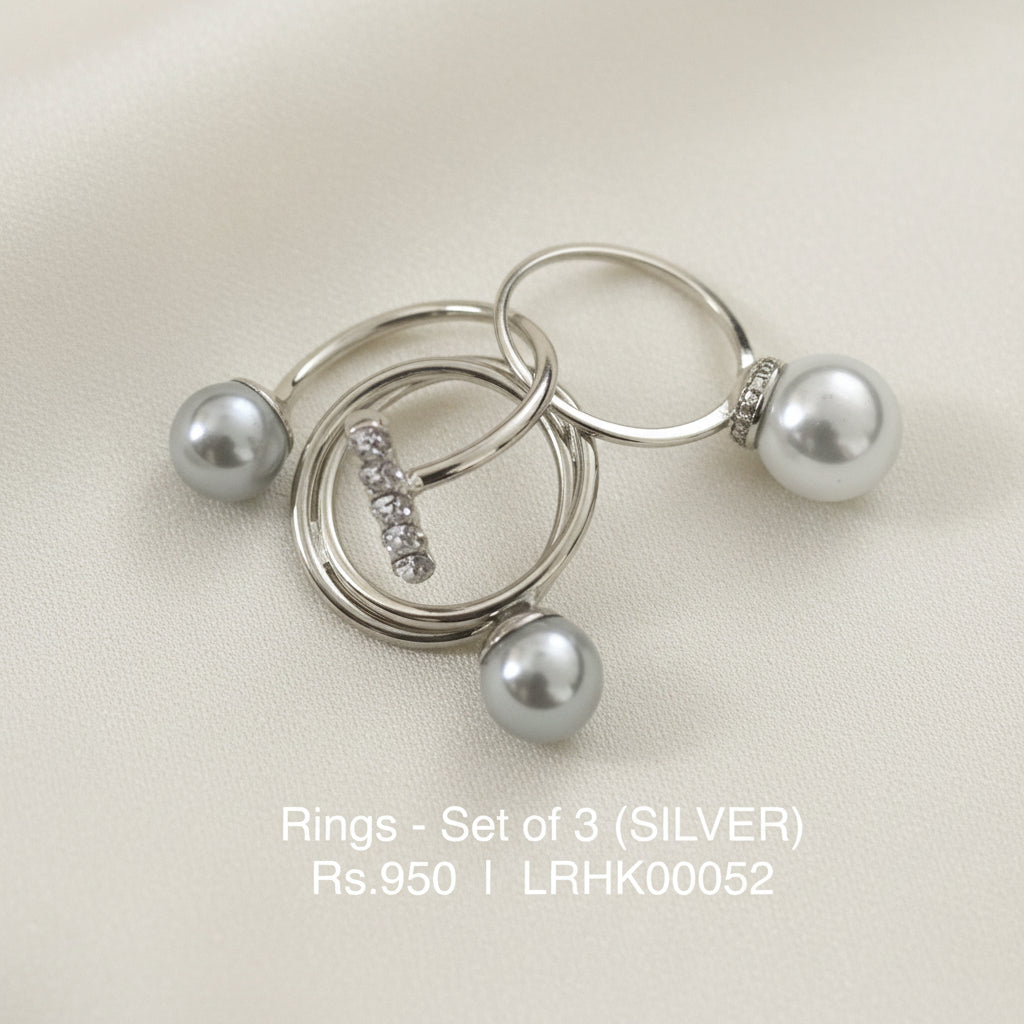 LRS 52S Elegance Pearl Ring Set - Silver