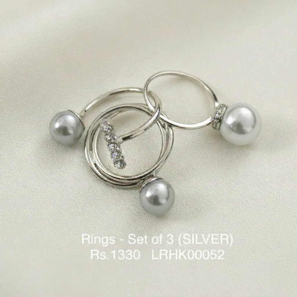 LRS 52S Elegance Pearl Ring Set - Silver
