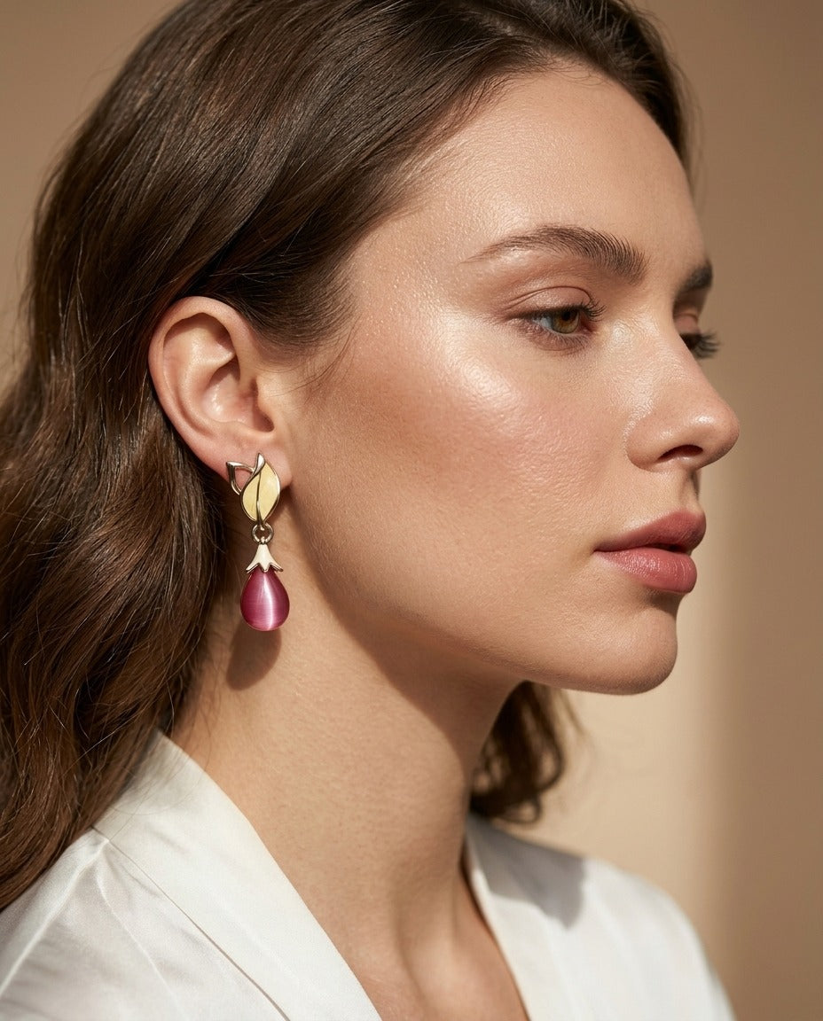 ER 78 Rosebud Leaf Danglers