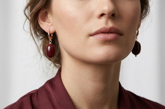 ER 13 Burgundy Drop Earrings