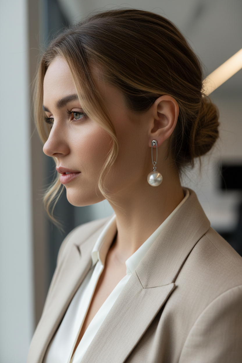 ER 65 Safety Pin Pearl Drops