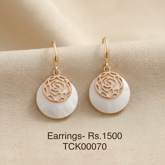 ER 70 Ivory Rose Drop Earrings