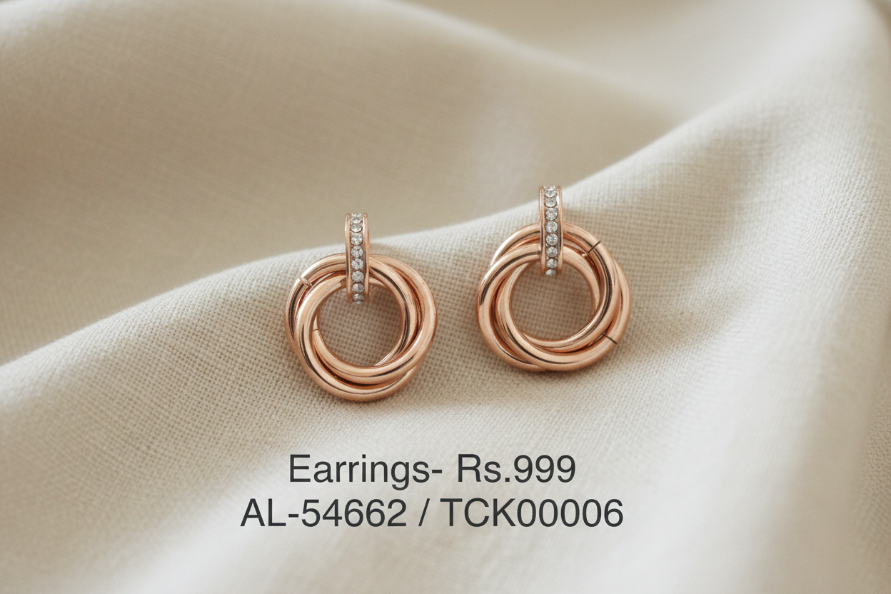 ER 6 Rose Gold Interlocked Hoop Earrings