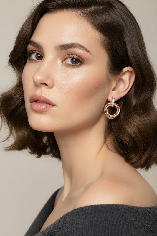ER 6 Rose Gold Interlocked Hoop Earrings