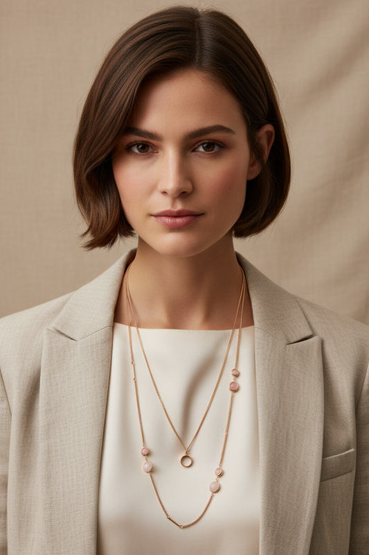 SN 33 Elegant Pink Stone Necklace