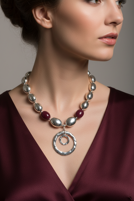 SN 31 Bold Red Stone Necklace
