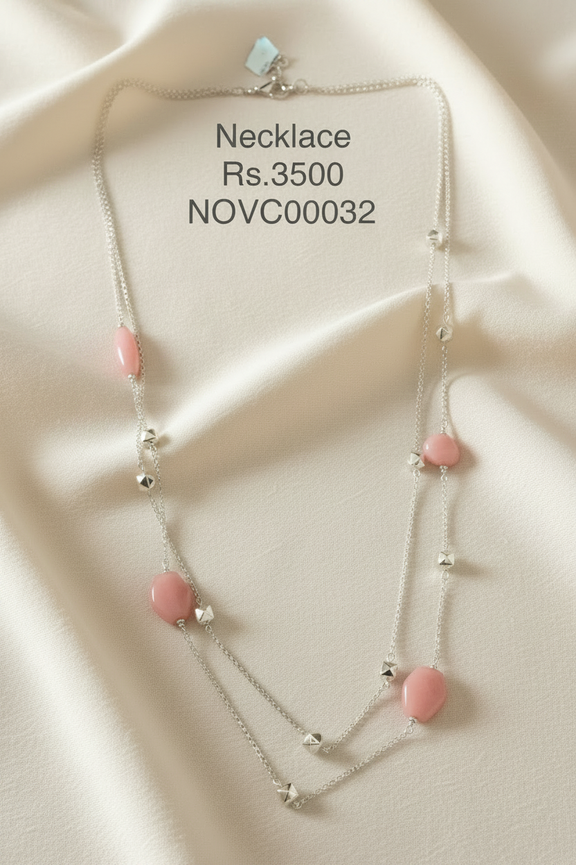 SN 32 Layered Pink Pearl Necklace