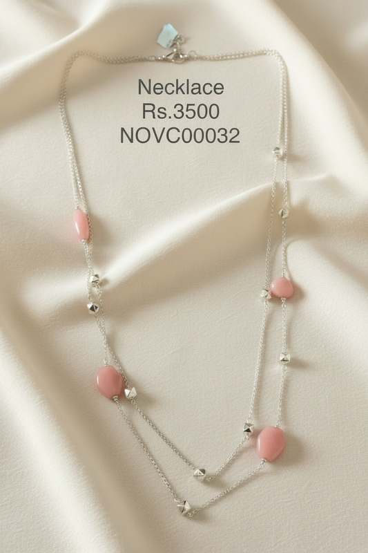 SN 32 Layered Pink Pearl Necklace